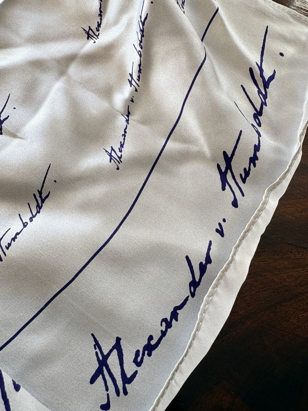 Alexander V. Humboldt 100% Silk Scarf Signature All Over Print Rectangular 60"